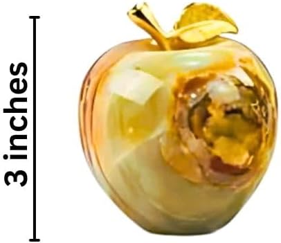 Crystal Apple Paperweight – Multi Green Onyx Desk Ornament, Unique Apple Gift for Teachers, Decorative Apple for Office & Home