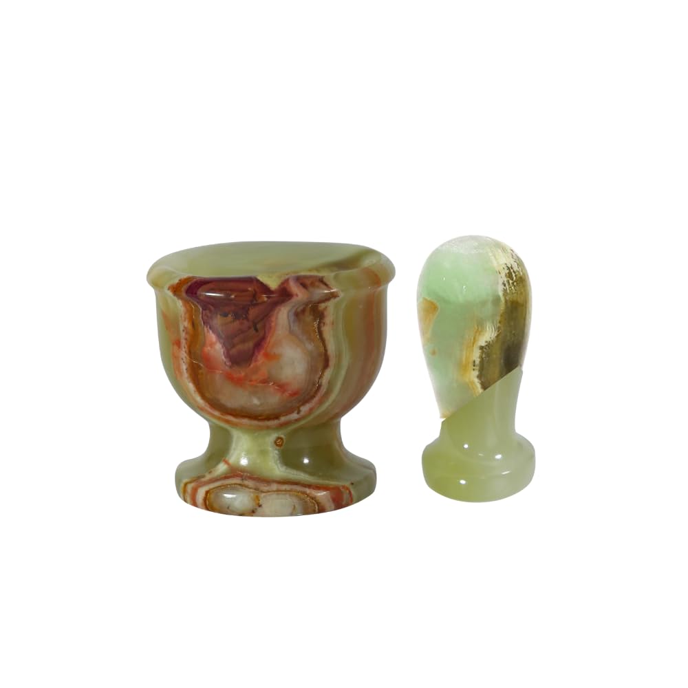 Mini Mortar and Pestle Set – 2.5″ Marble Stone Grinder with Polished Bowl & Non-Slip Base | Small Spice Crusher, Herb Grinder & Pill Crusher