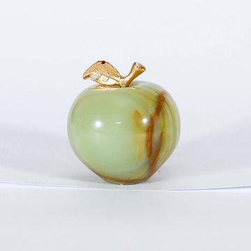Crystal Apple Paperweight – Multi Green Onyx Desk Ornament, Unique Apple Gift for Teachers, Decorative Apple for Office & Home