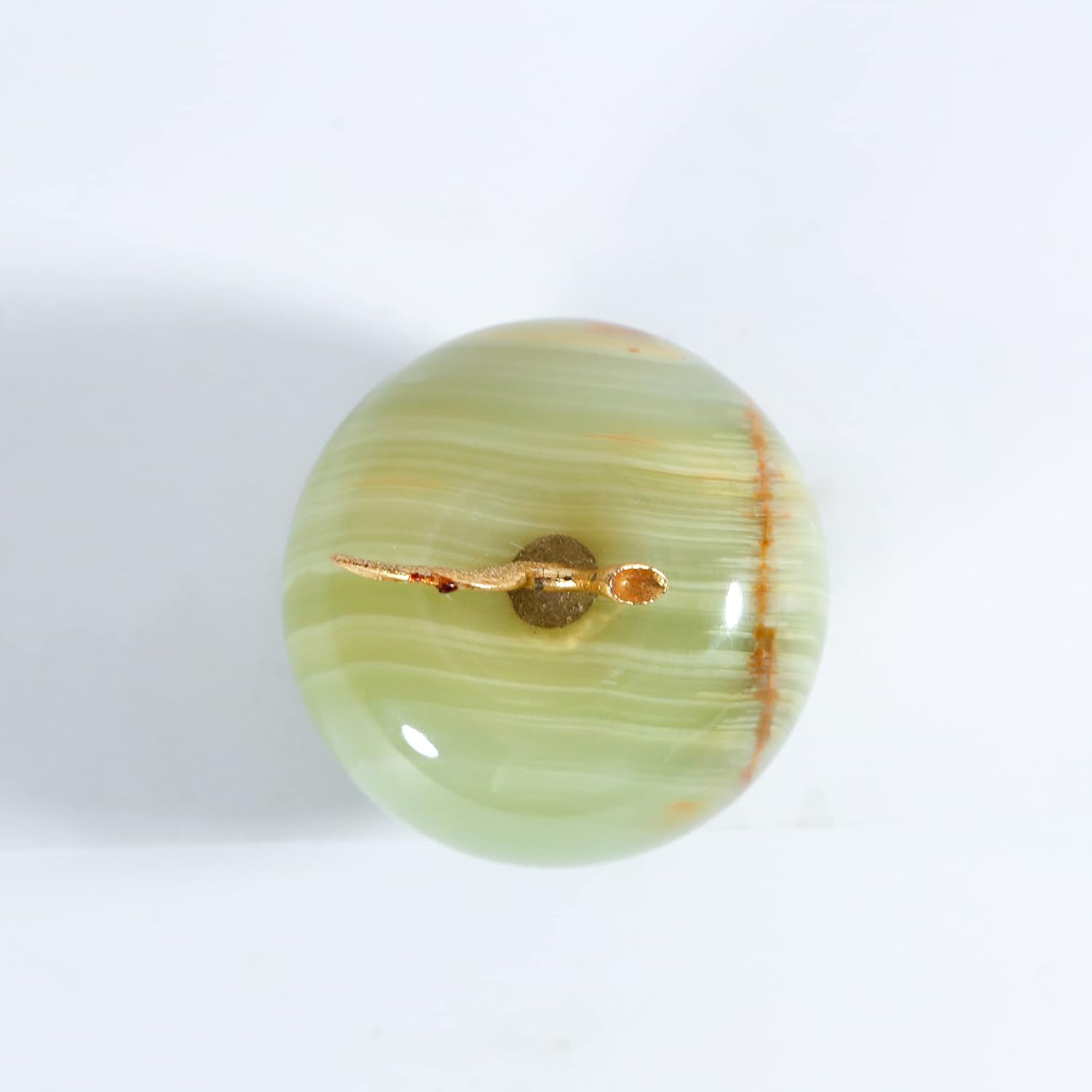 Crystal Apple Paperweight – Multi Green Onyx Desk Ornament, Unique Apple Gift for Teachers, Decorative Apple for Office & Home