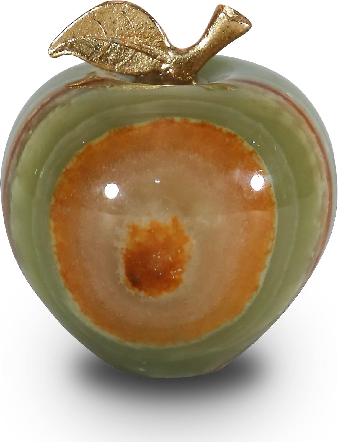 Crystal Apple Paperweight – Multi Green Onyx Desk Ornament, Unique Apple Gift for Teachers, Decorative Apple for Office & Home