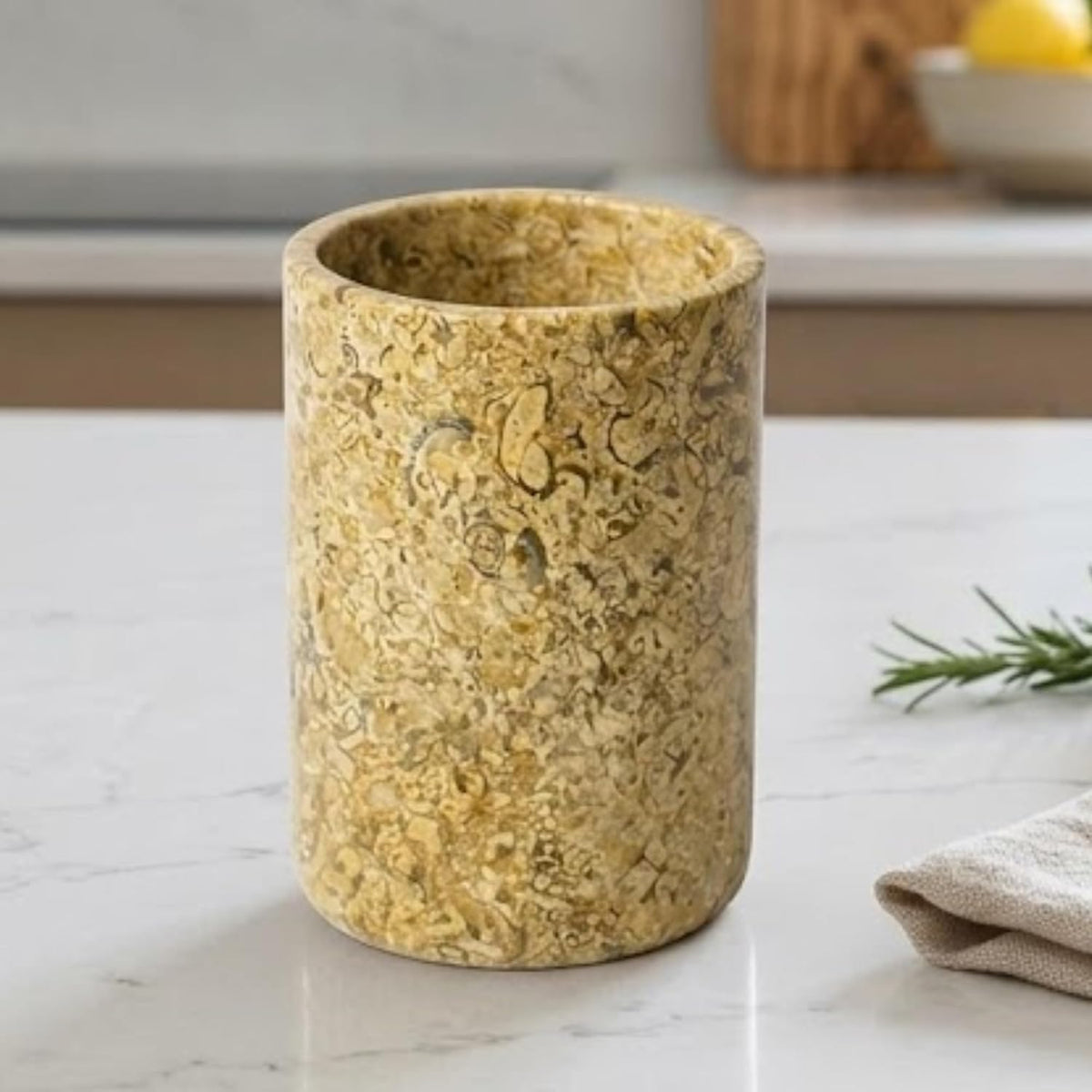 Coral Fossil Utensil Holder, Marble Wine Chiller, Heavy Stone Flower Vase