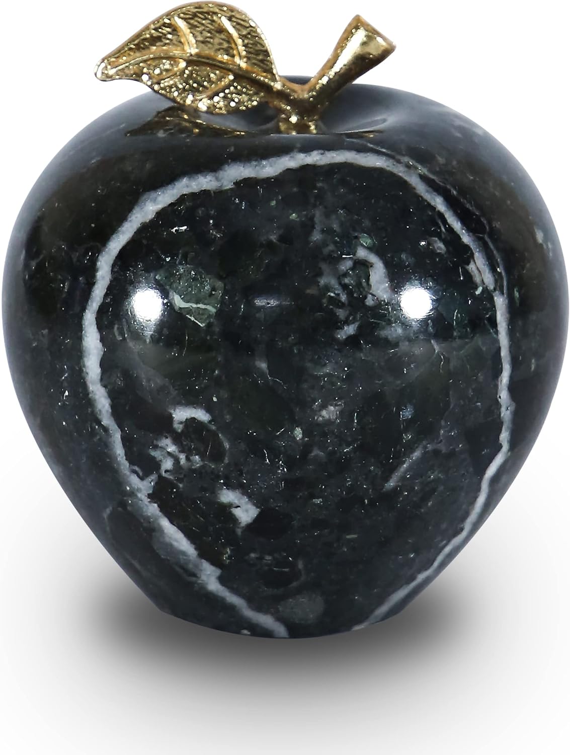 Crystal Apple Paperweight – Multi Green Onyx Desk Ornament, Unique Apple Gift for Teachers, Decorative Apple for Office & Home