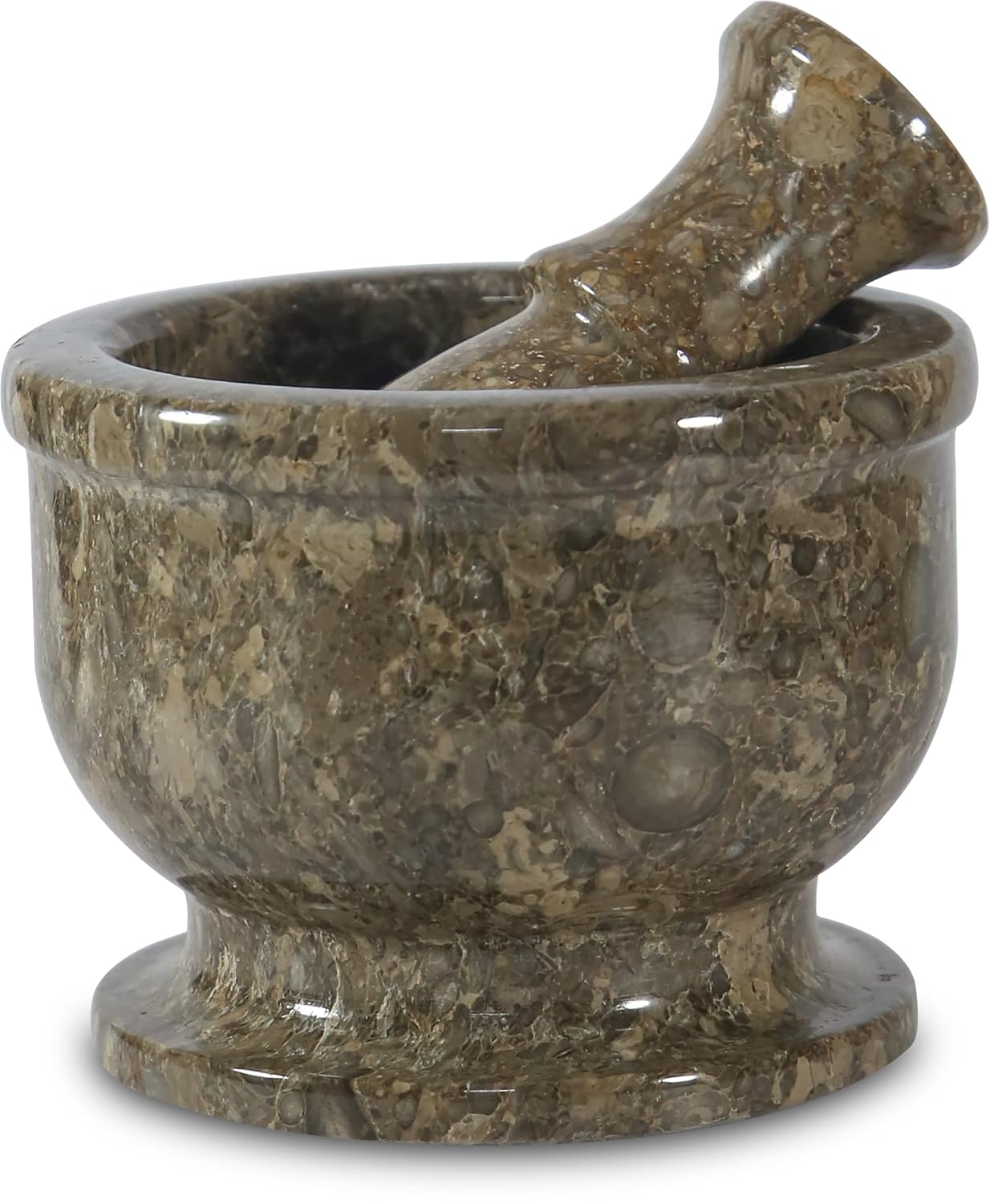 Mini Mortar and Pestle Set – 2.5″ Marble Stone Grinder with Polished Bowl & Non-Slip Base | Small Spice Crusher, Herb Grinder & Pill Crusher