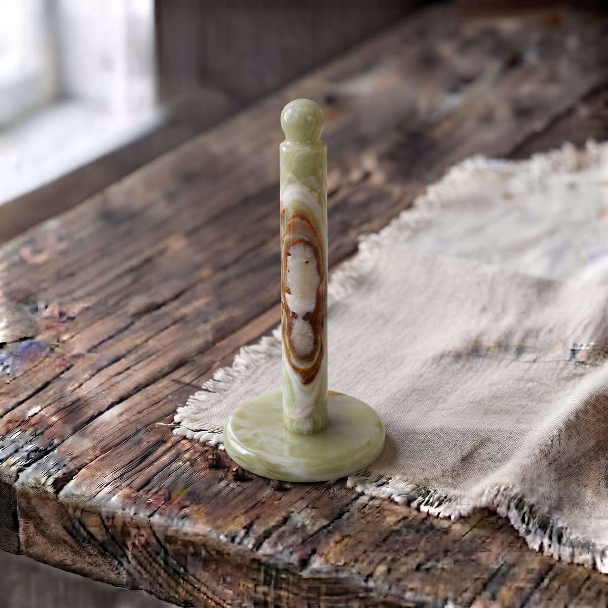 Multi Green Onyx Paper Towel Holder Stand - Solid Stone Countertop Kitchen Roll Organizer