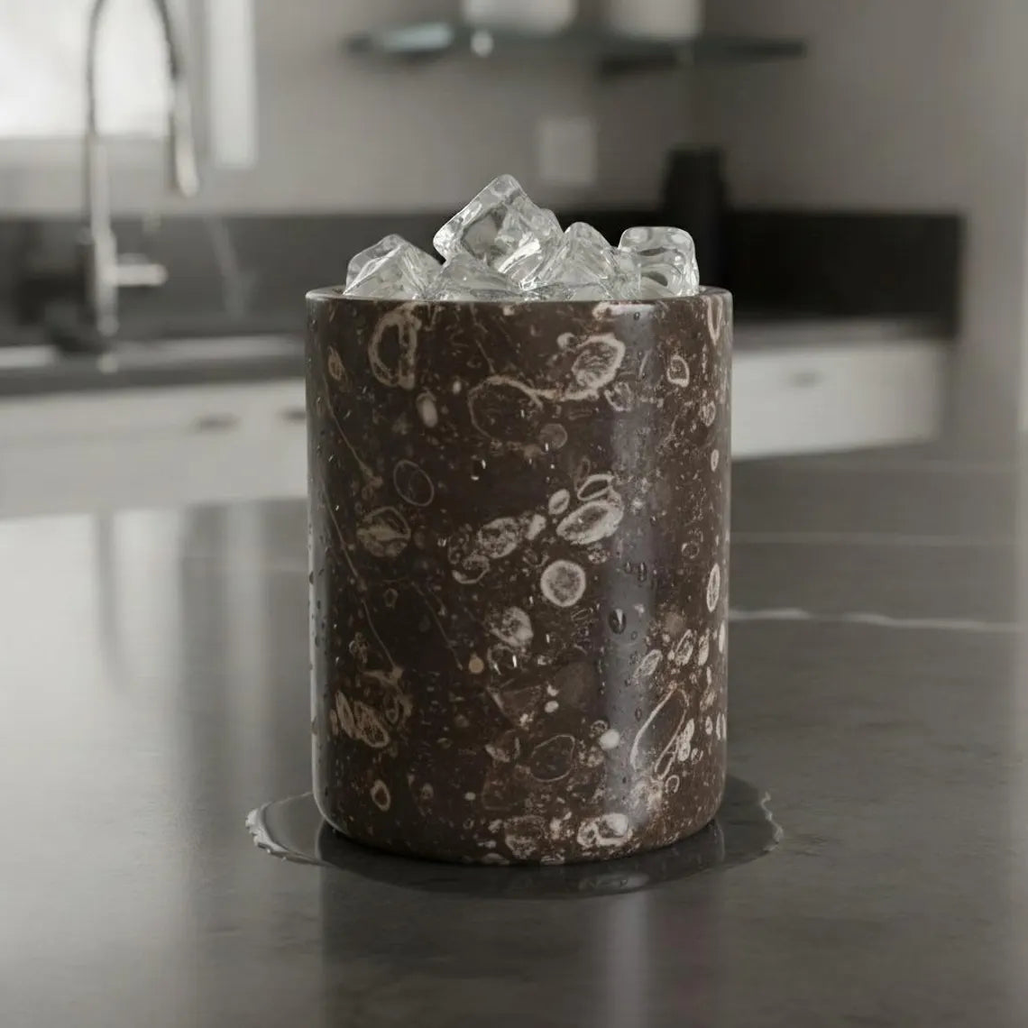 Oceanic Fossil Utensil Holder, Marble Wine Chiller, Heavy Stone Flower Vase