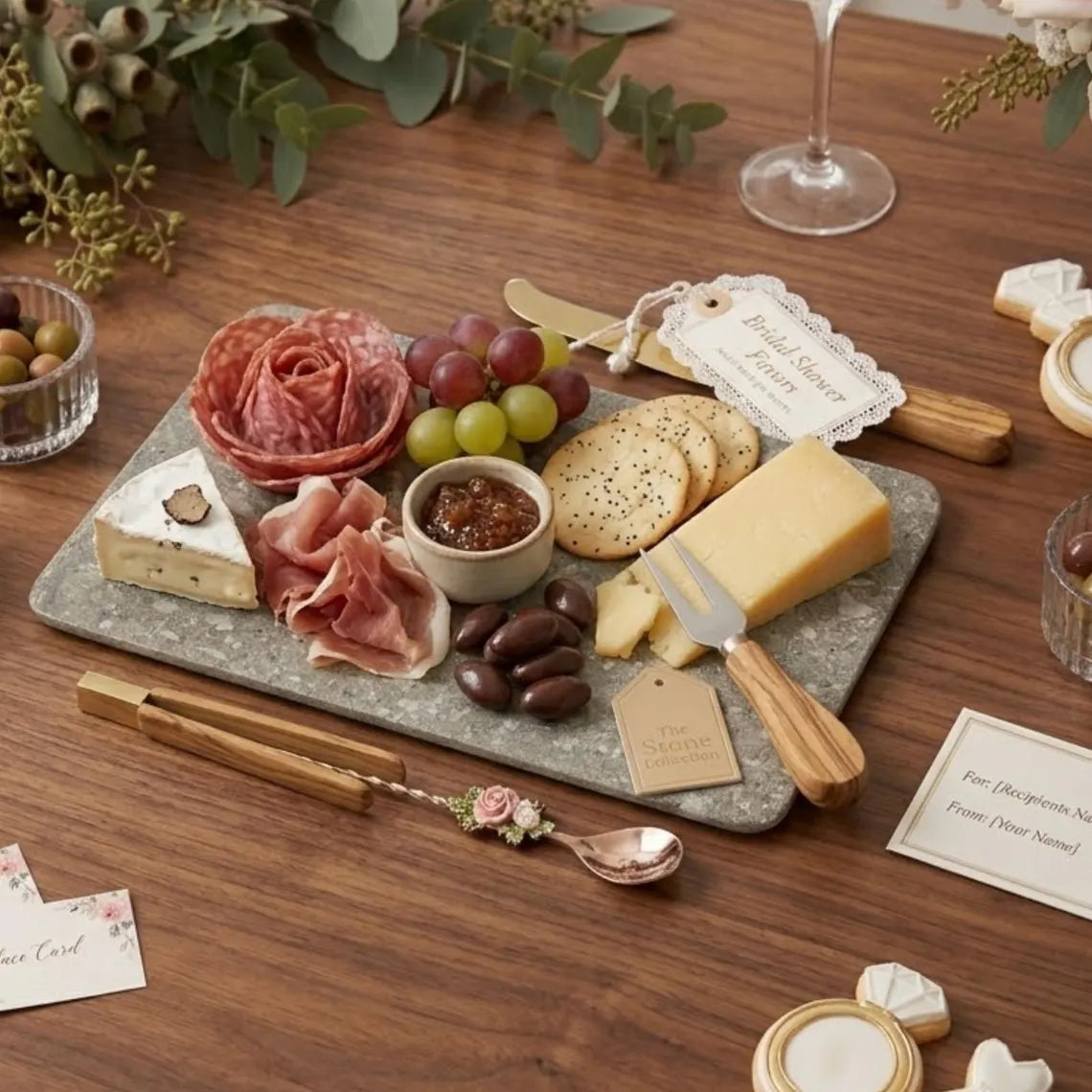 Oceanic Fossil Cutting Board, Marble Serving Platter, Wedding Gift Cheese Board Tray