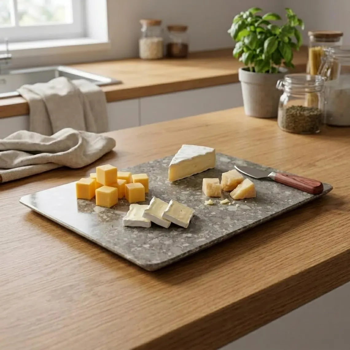 Oceanic Fossil Cutting Board, Marble Serving Platter, Wedding Gift Cheese Board Tray