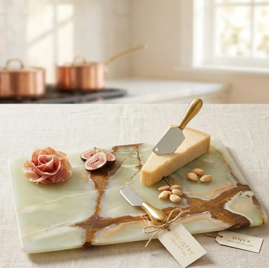 Onyx Cutting Board, Green Marble Serving Platter, Wedding Gift Cheese Board Tray