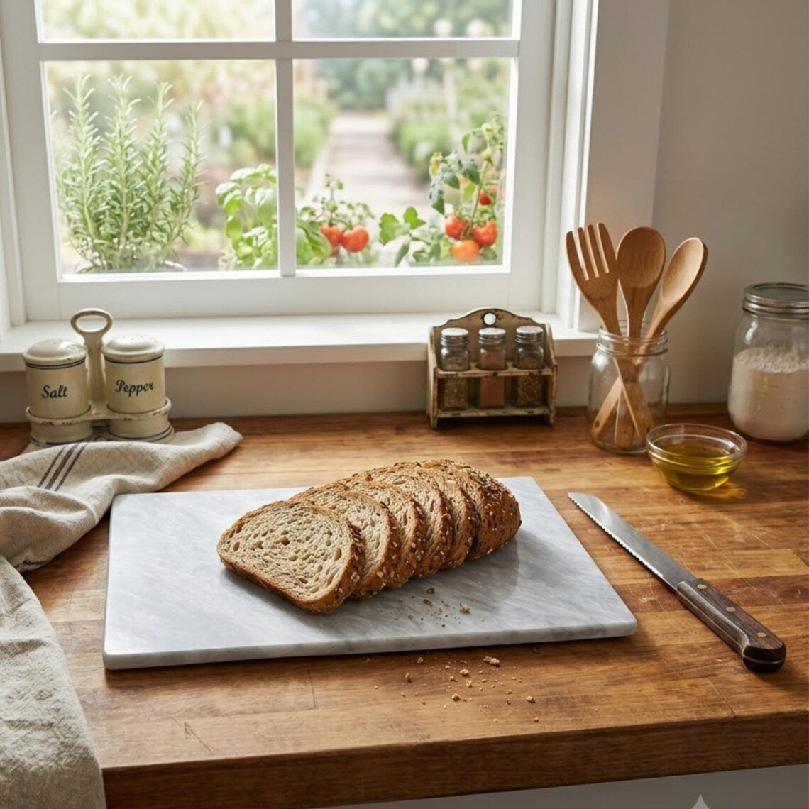 White Marble Cutting Board, Cheese Board Serving Tray, Large Stone Pastry Slab