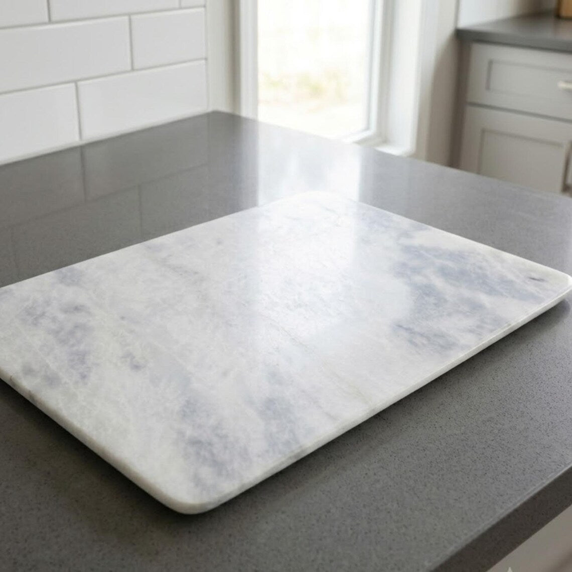 White Marble Cutting Board, Cheese Board Serving Tray, Large Stone Pastry Slab