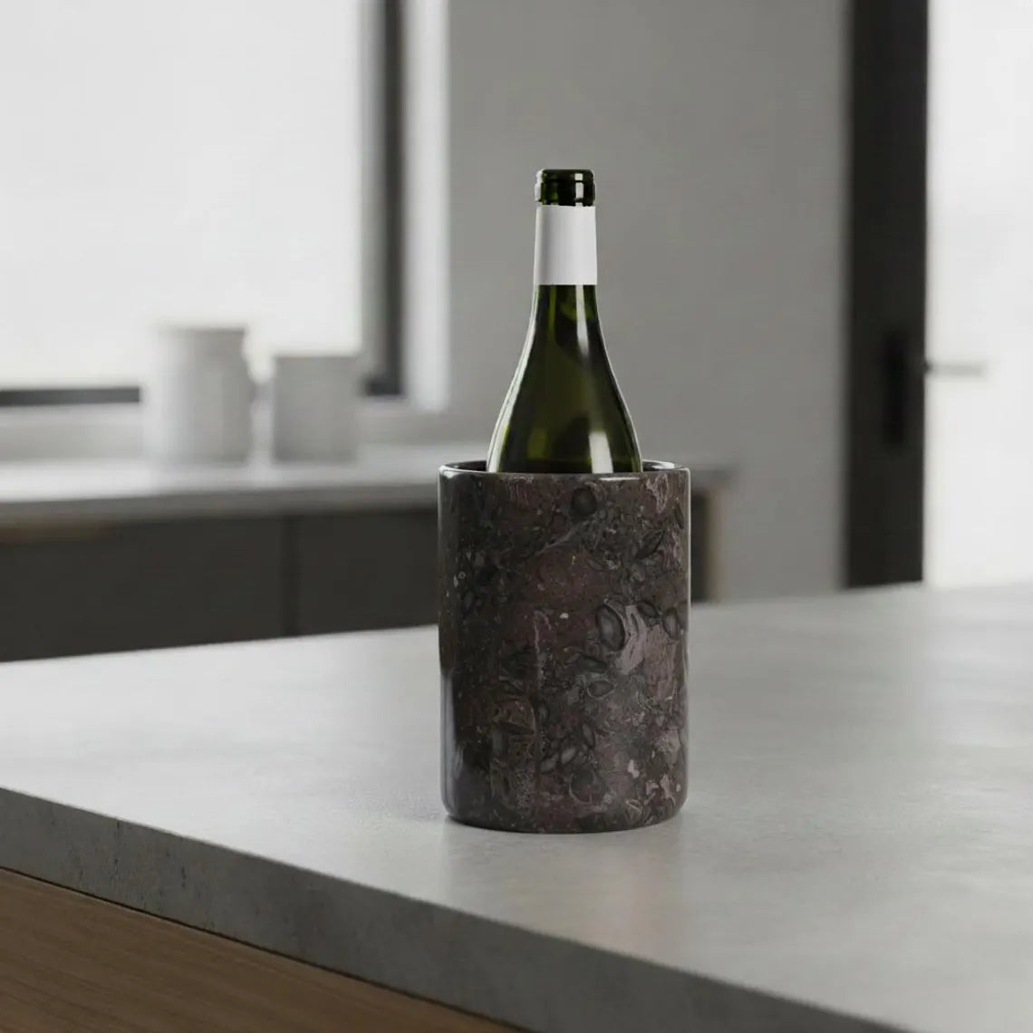 Oceanic Fossil Utensil Holder, Marble Wine Chiller, Heavy Stone Flower Vase