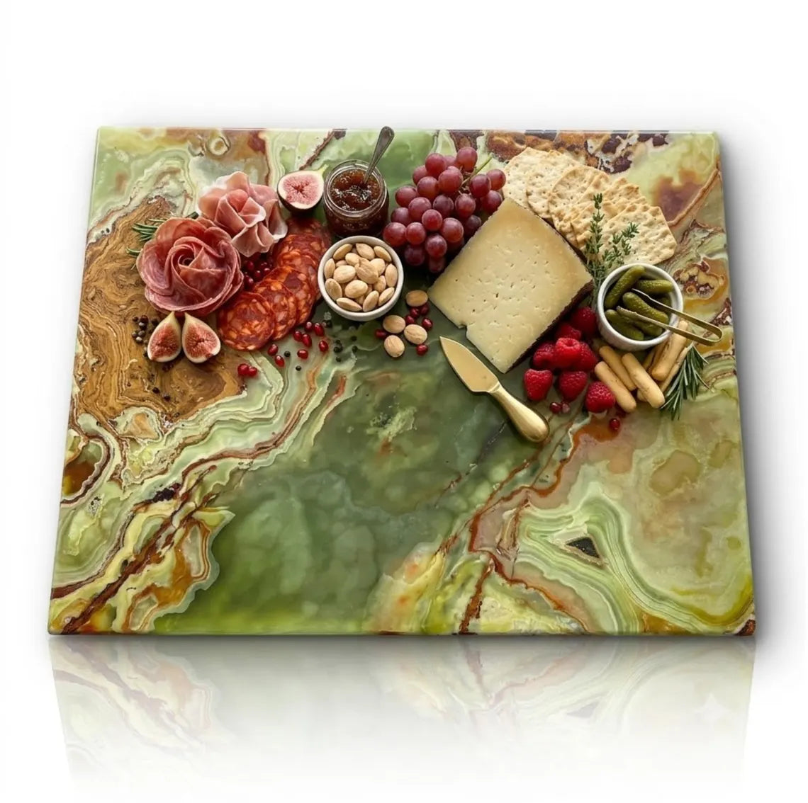 Onyx Cutting Board, Green Marble Serving Platter, Wedding Gift Cheese Board Tray