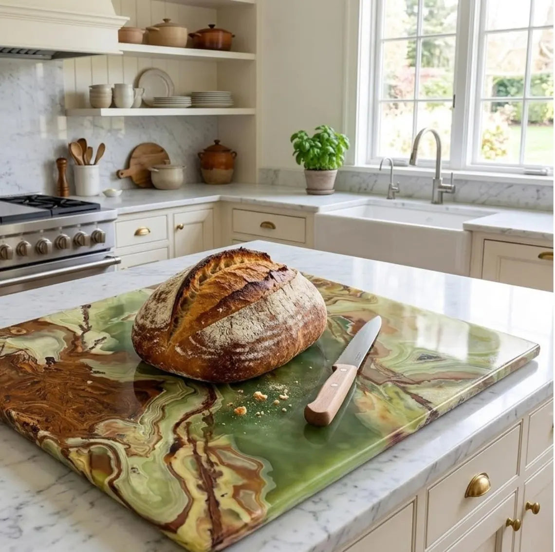 Onyx Cutting Board, Green Marble Serving Platter, Wedding Gift Cheese Board Tray