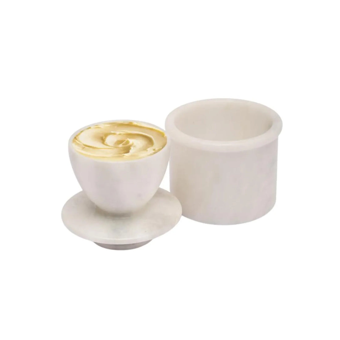 Handmade White Marble Butter Keeper Crock, French Butter Dish, Water Sealed Stone Storage Container