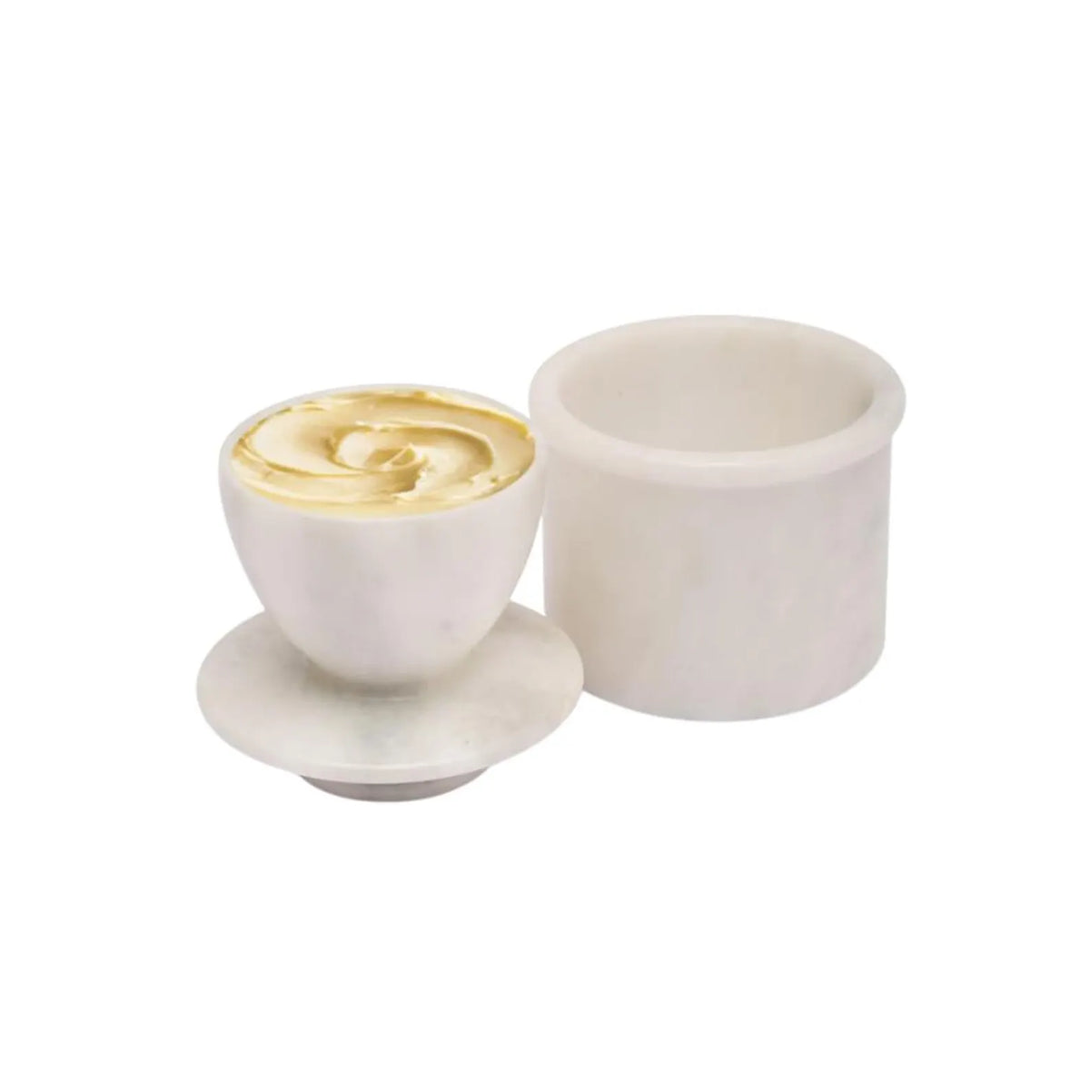 Handmade White Marble Butter Keeper Crock, French Butter Dish, Water Sealed Stone Storage Container