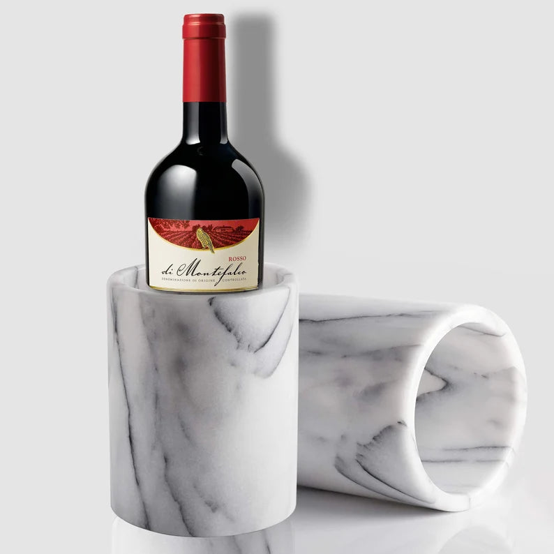 White Marble Utensil Holder, Onyx Wine Chiller, Heavy Stone Flower Vase