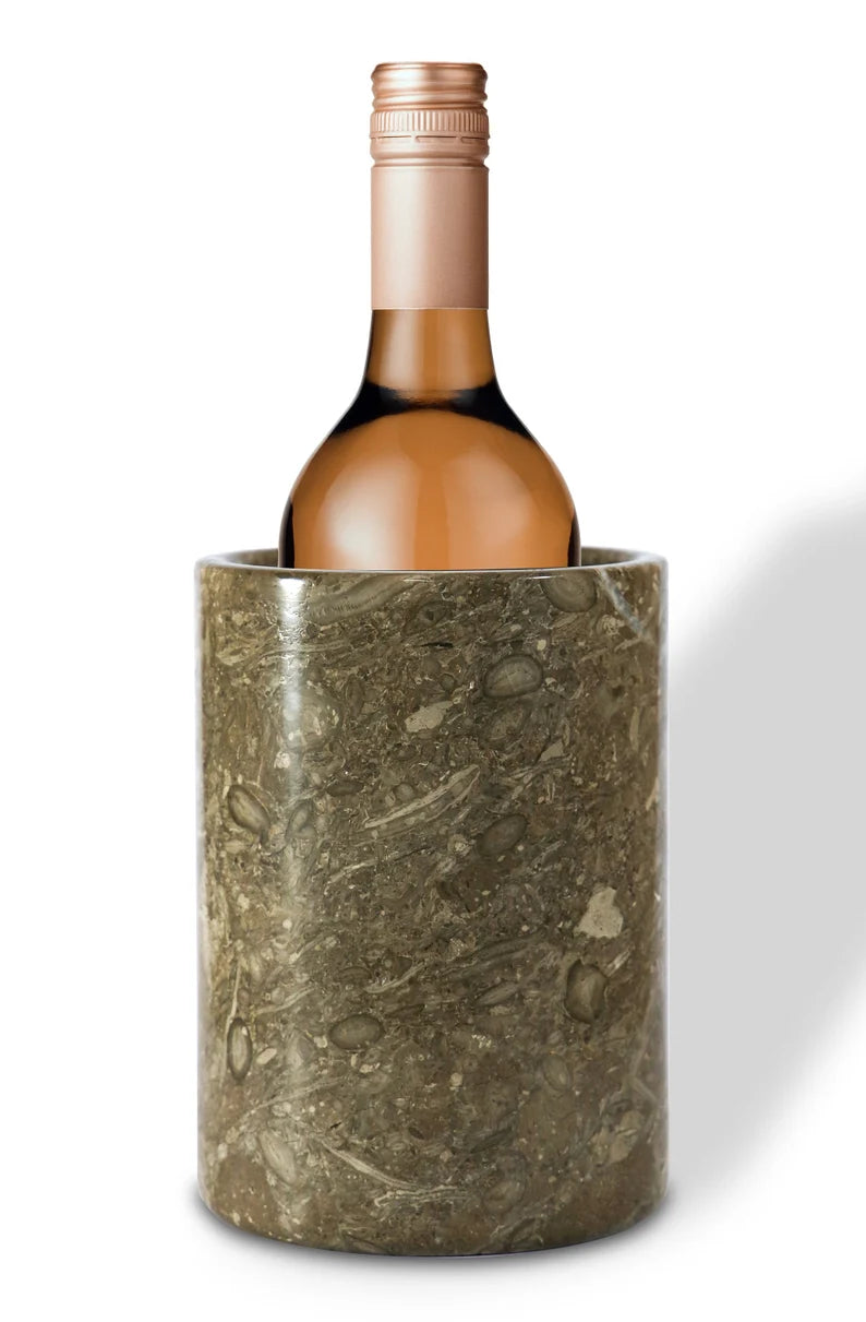 Oceanic Fossil Utensil Holder, Marble Wine Chiller, Heavy Stone Flower Vase