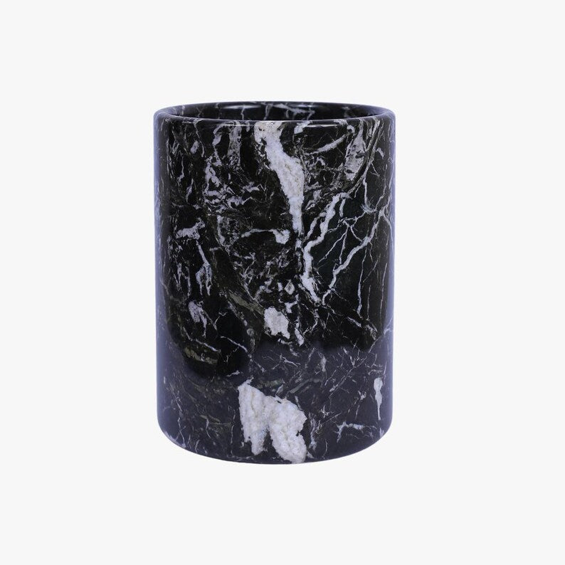 Black Marble Utensil Holder, Onyx Wine Chiller, Heavy Stone Flower Vase