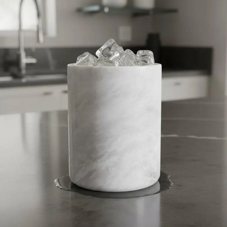 White Marble Utensil Holder, Onyx Wine Chiller, Heavy Stone Flower Vase