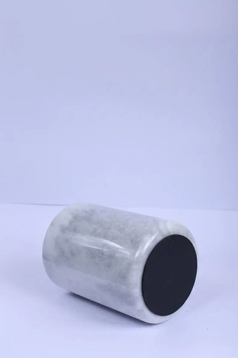 White Marble Utensil Holder, Onyx Wine Chiller, Heavy Stone Flower Vase