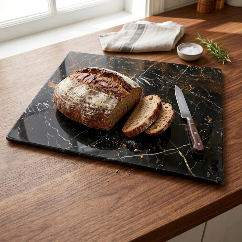 Black Marble Cutting Board, Cheese Board Serving Tray, Large Stone Pastry Slab