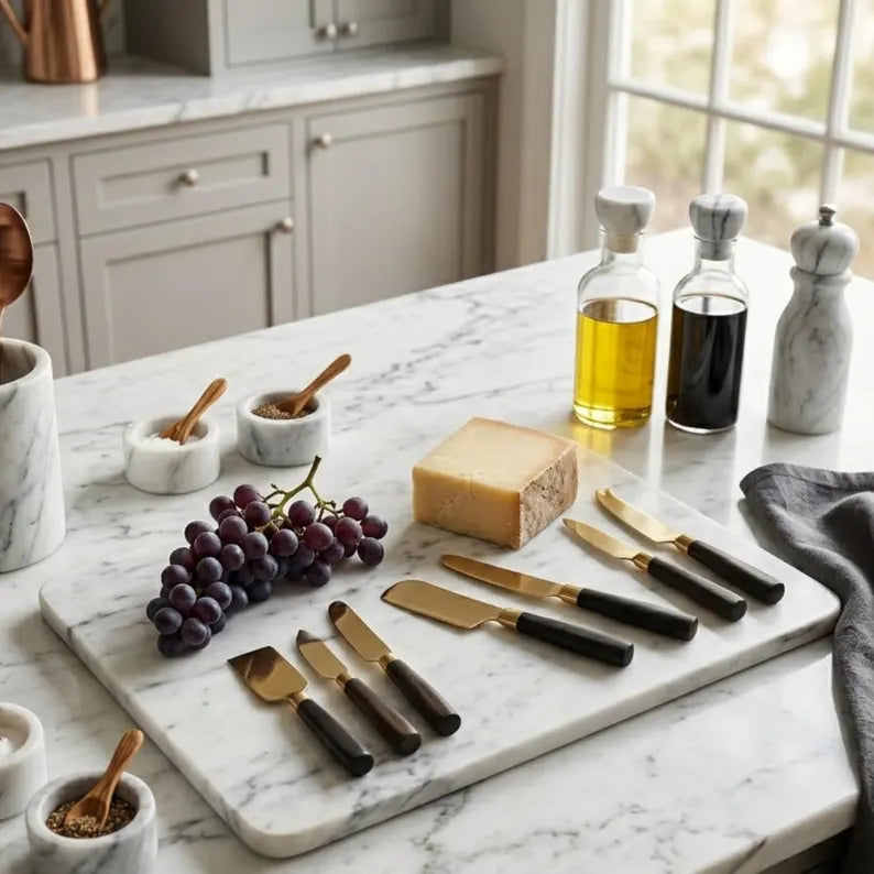 White Marble Cutting Board, Cheese Board Serving Tray, Large Stone Pastry Slab