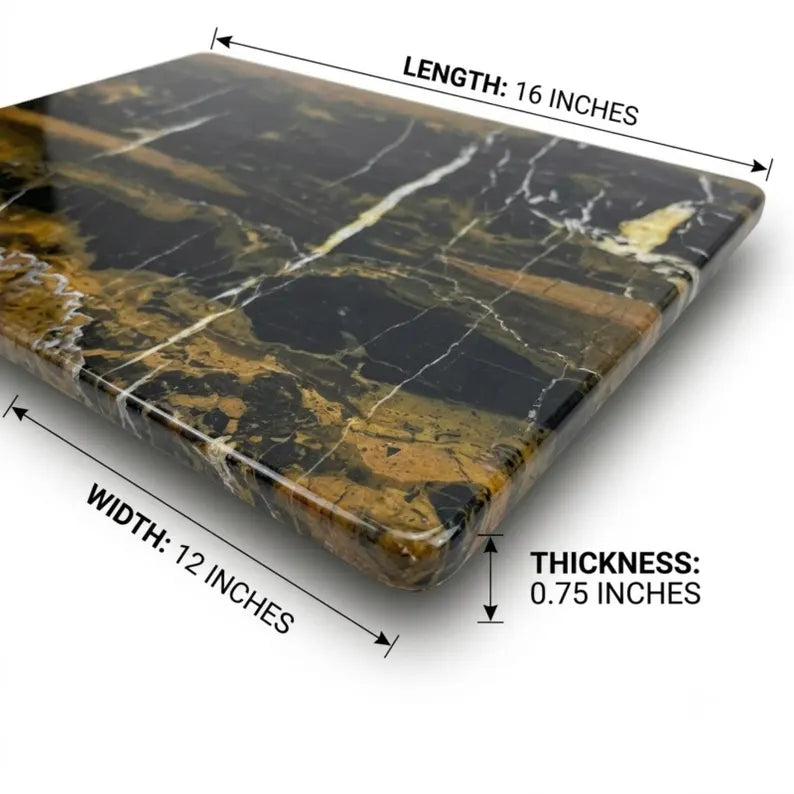 Black Marble Cutting Board, Cheese Board Serving Tray, Large Stone Pastry Slab