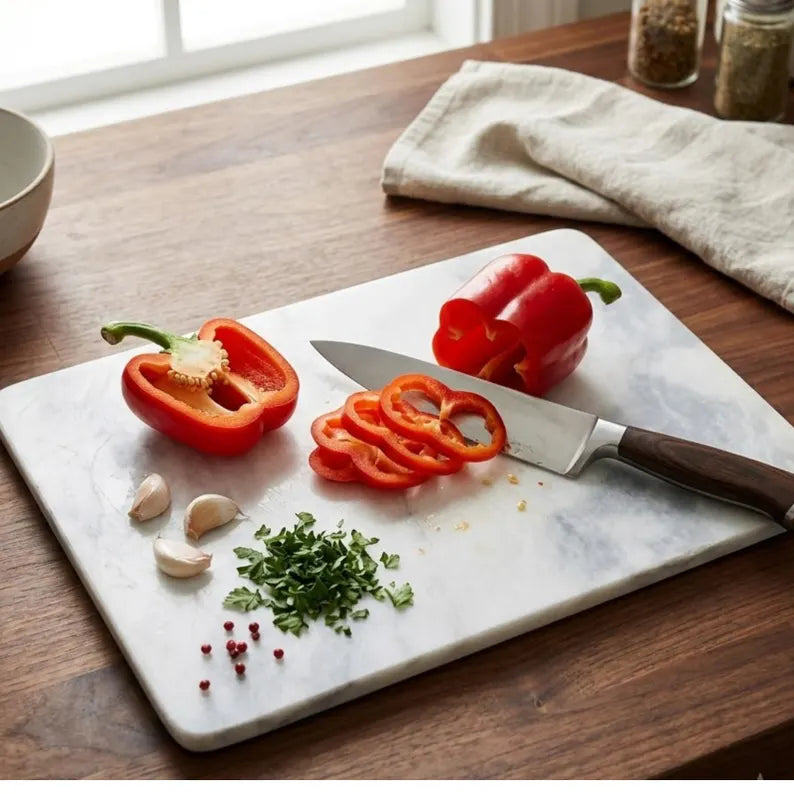 White Marble Cutting Board, Cheese Board Serving Tray, Large Stone Pastry Slab