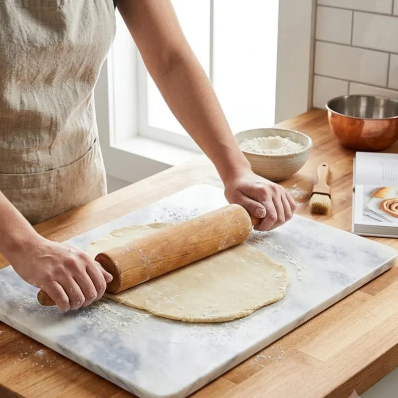 White Marble Cutting Board, Cheese Board Serving Tray, Large Stone Pastry Slab