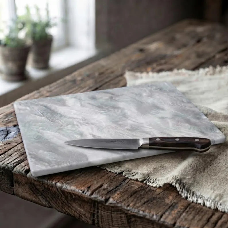 White Marble Cutting Board, Cheese Board Serving Tray, Large Stone Pastry Slab