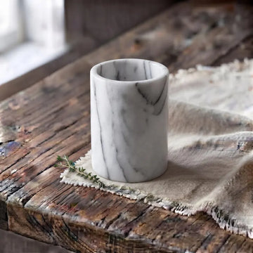 White Marble Utensil Holder, Onyx Wine Chiller, Heavy Stone Flower Vase